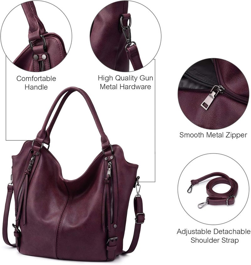 Realer Tote Bag for Women PU Leather Shoulder Bags Fashion Hobo Bags Large Purse and Handbags with Adjustable Shoulder Strap - Image 2